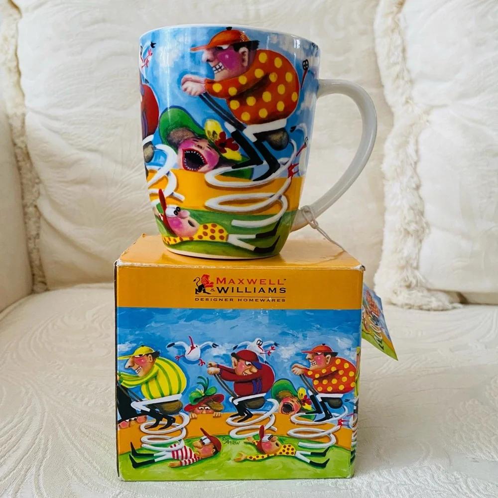 MAXWELL & WILLIAMS MUG DESIGNED BY SUE JANSON SPRING RACING 2008 PORCELAIN